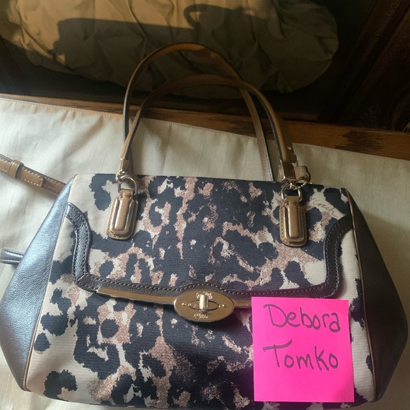 Coach Leopard bag with leather and canvas - Picture 6 of 7